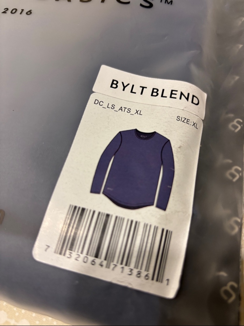BYLT Basics Premium Drop-Cut Long Sleeve Shirt Blue XL - Picture 5 of 5